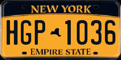 NY license plate HGP1036