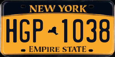 NY license plate HGP1038