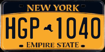 NY license plate HGP1040