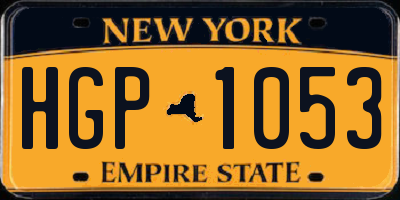 NY license plate HGP1053