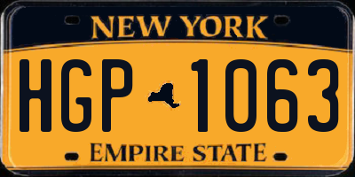 NY license plate HGP1063