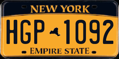 NY license plate HGP1092