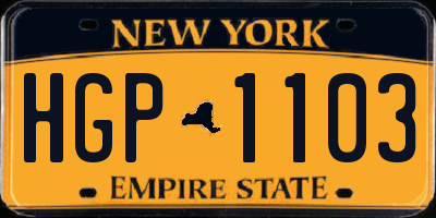 NY license plate HGP1103