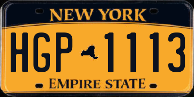 NY license plate HGP1113