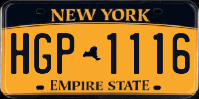 NY license plate HGP1116