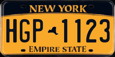 NY license plate HGP1123