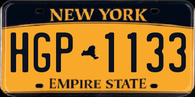 NY license plate HGP1133