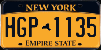 NY license plate HGP1135