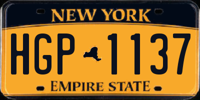 NY license plate HGP1137