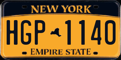 NY license plate HGP1140