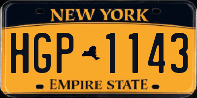 NY license plate HGP1143