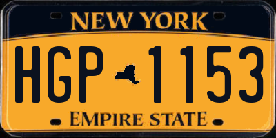 NY license plate HGP1153