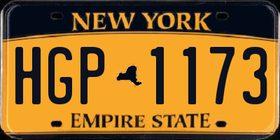 NY license plate HGP1173