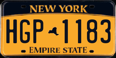 NY license plate HGP1183