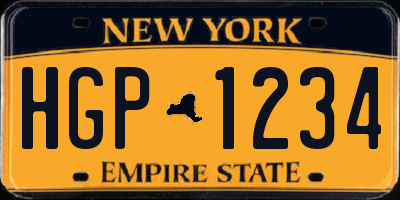 NY license plate HGP1234