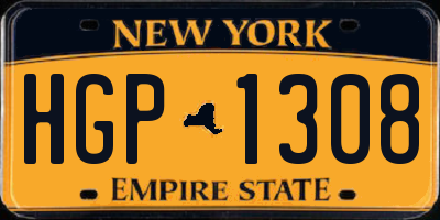 NY license plate HGP1308