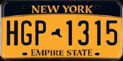 NY license plate HGP1315