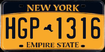 NY license plate HGP1316