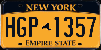 NY license plate HGP1357