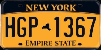 NY license plate HGP1367