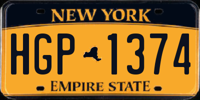 NY license plate HGP1374