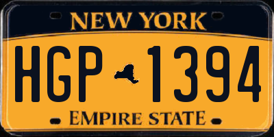 NY license plate HGP1394