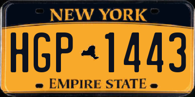 NY license plate HGP1443