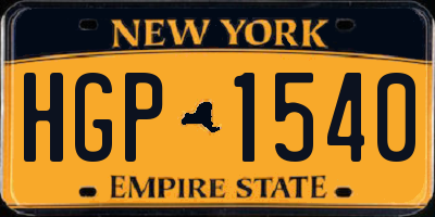 NY license plate HGP1540