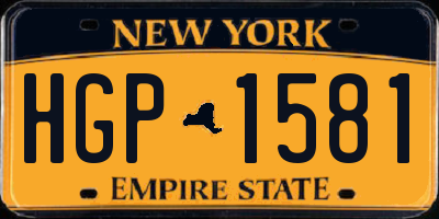 NY license plate HGP1581