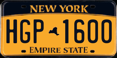 NY license plate HGP1600