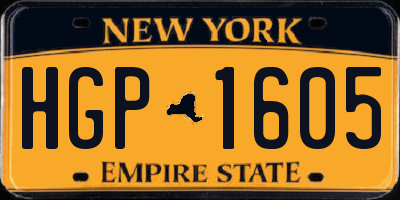 NY license plate HGP1605