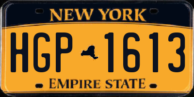 NY license plate HGP1613