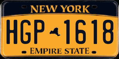 NY license plate HGP1618