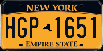 NY license plate HGP1651