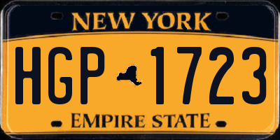 NY license plate HGP1723