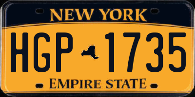 NY license plate HGP1735