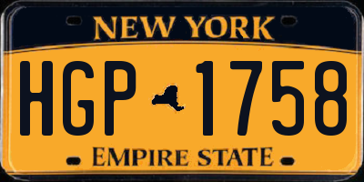 NY license plate HGP1758