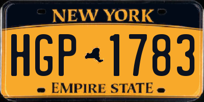 NY license plate HGP1783