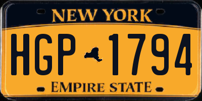 NY license plate HGP1794