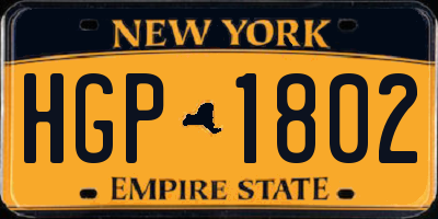 NY license plate HGP1802