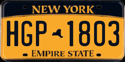 NY license plate HGP1803