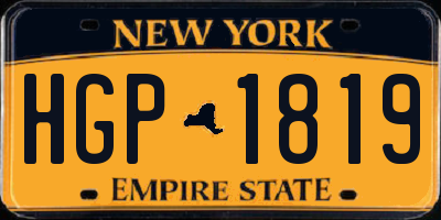 NY license plate HGP1819