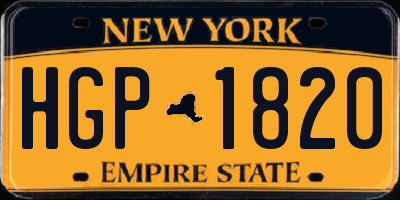 NY license plate HGP1820