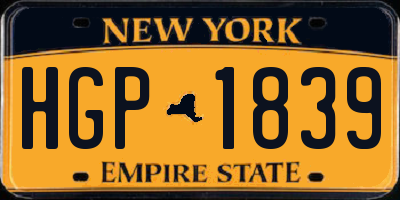 NY license plate HGP1839