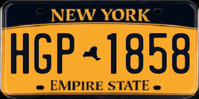 NY license plate HGP1858