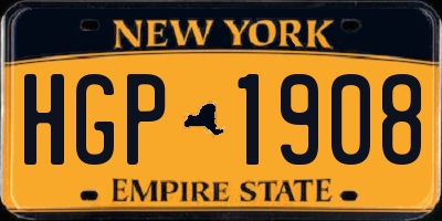 NY license plate HGP1908