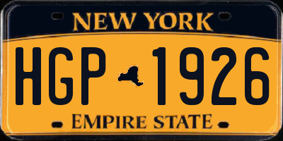 NY license plate HGP1926