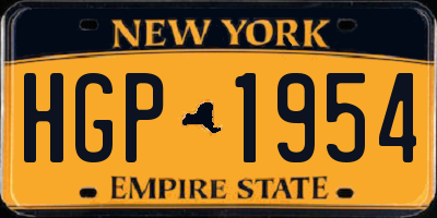 NY license plate HGP1954