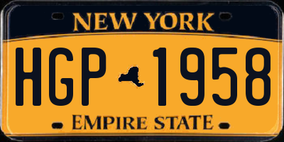 NY license plate HGP1958