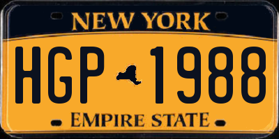 NY license plate HGP1988